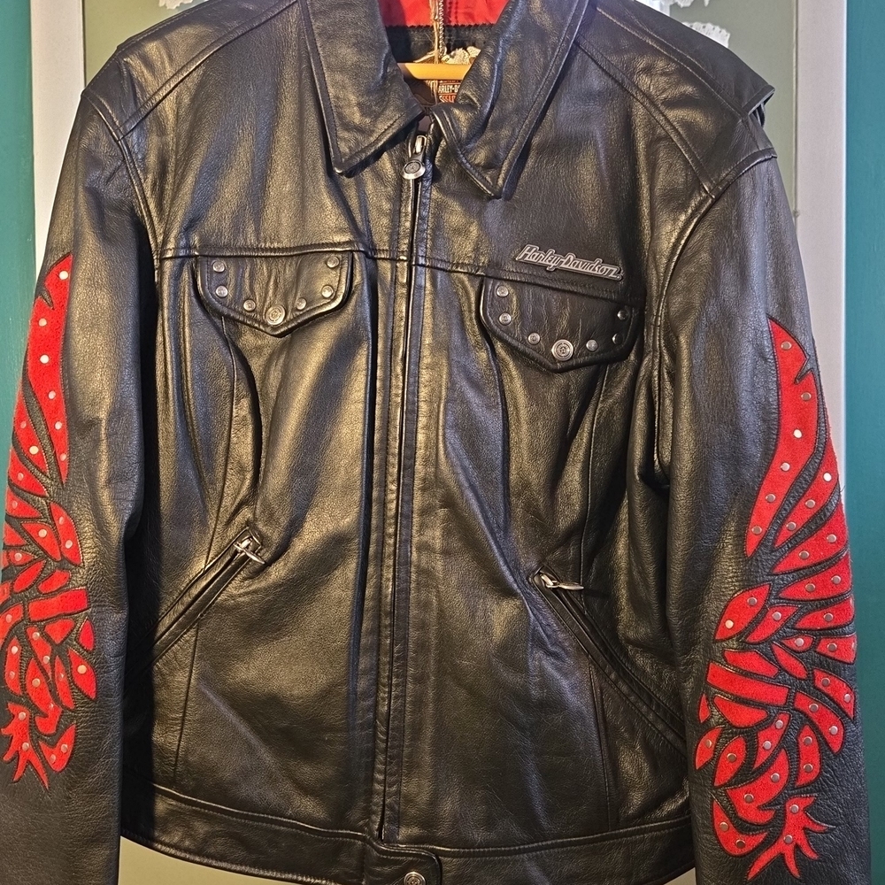 Womans Harley-Davidson Black Jacket with Red Accents